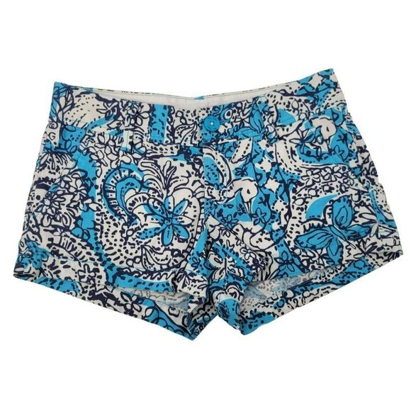 Lilly Pulitzer Blue Shorts Walsh Ariel Hippy Hippy Shake 0 Swiftie Lover Taylor